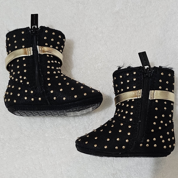 Michael Kors Baby Grace Black & Gold Stud Boots Size 2 - Picture 4 of 8